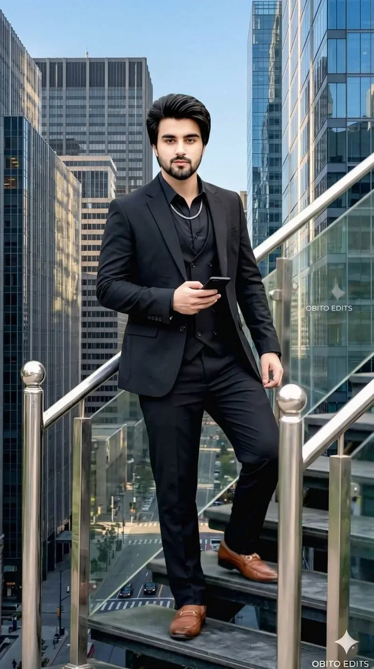 Urban Executive In Black Three-piece Suit AI Photo Prompt preview example result