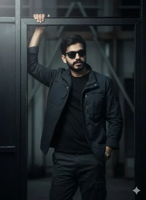 Urban Techwear Industrial Portrait AI Photo Prompt preview example result
