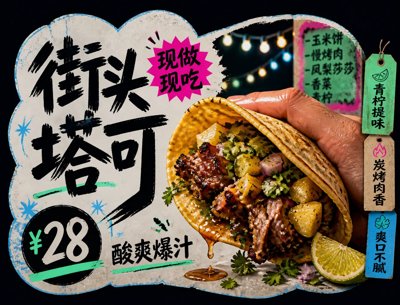 Use The "Black Cutout Food Card AI Photo Prompt generated preview