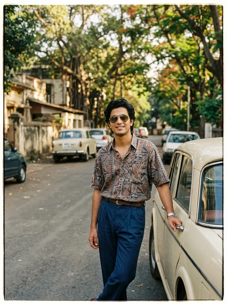 1980s Retro Indian Street Photoshoot AI Prompt - copy paste viral AI prompt
