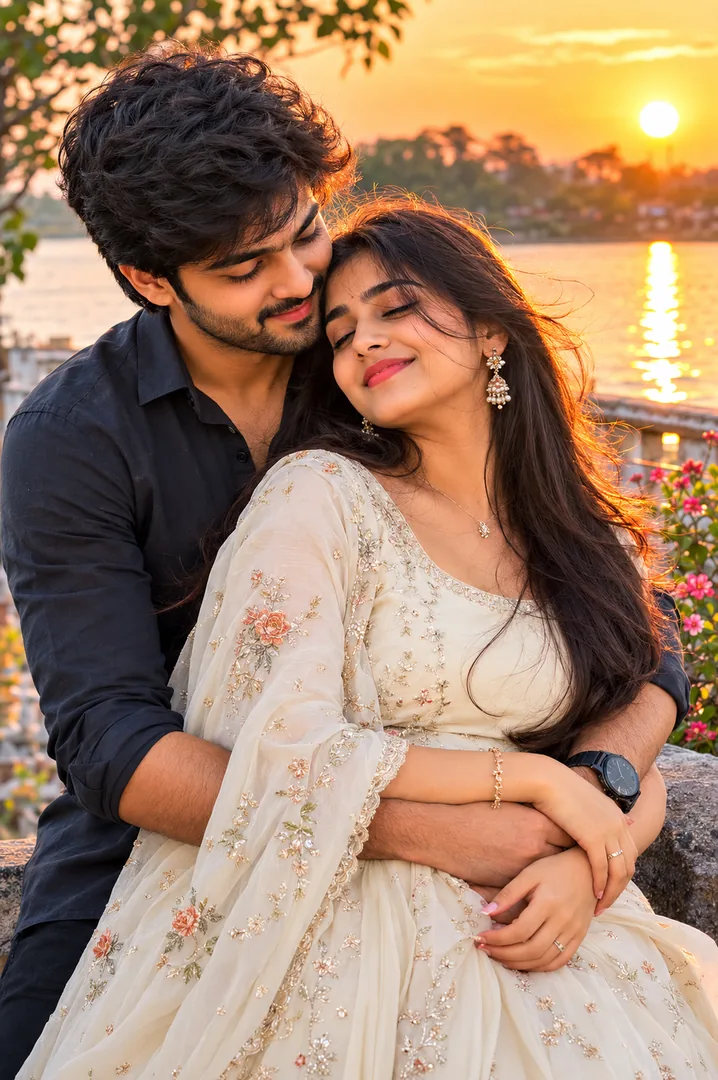 Afterglow Promise Romantic Couple by Lake - copy paste viral AI prompt