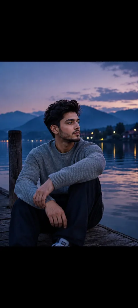 Dusk Lake Dock Serenity Portrait - copy paste viral AI prompt preview