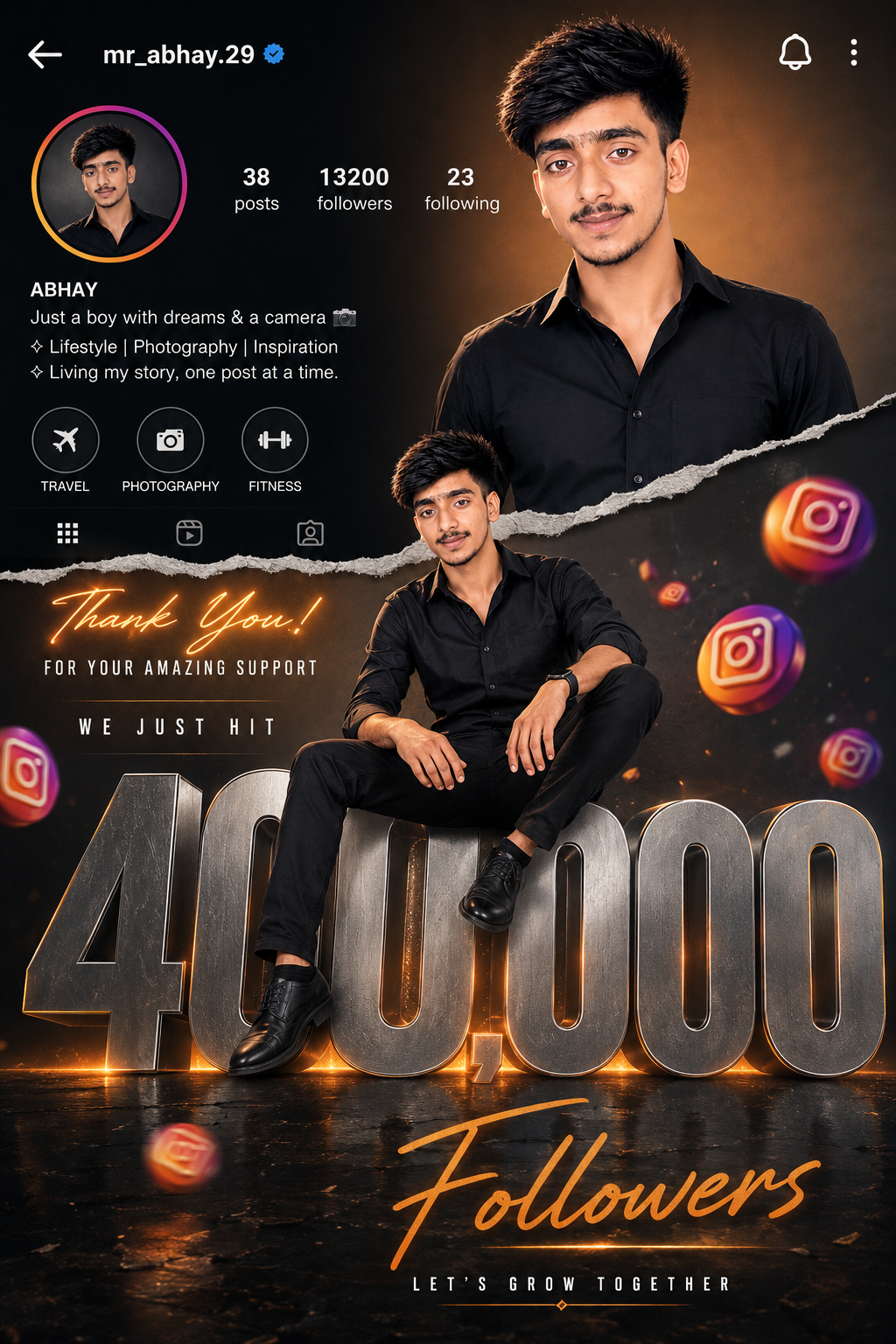 Instagram 40K Followers Celebration Poster 40,300 Followers Milestone Instagram Design - copy paste on Gemini AI