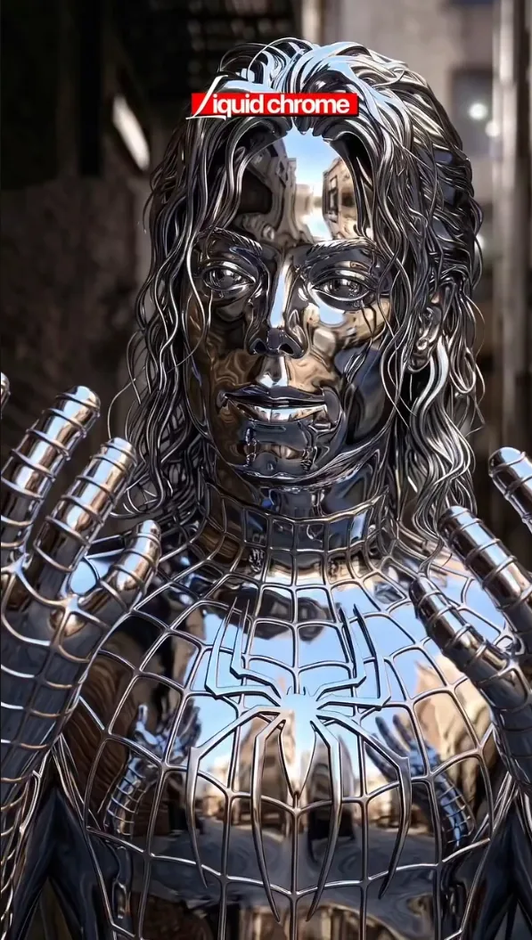 Liquid Chrome Futuristic Sculptural Portrait - copy paste viral AI prompt preview