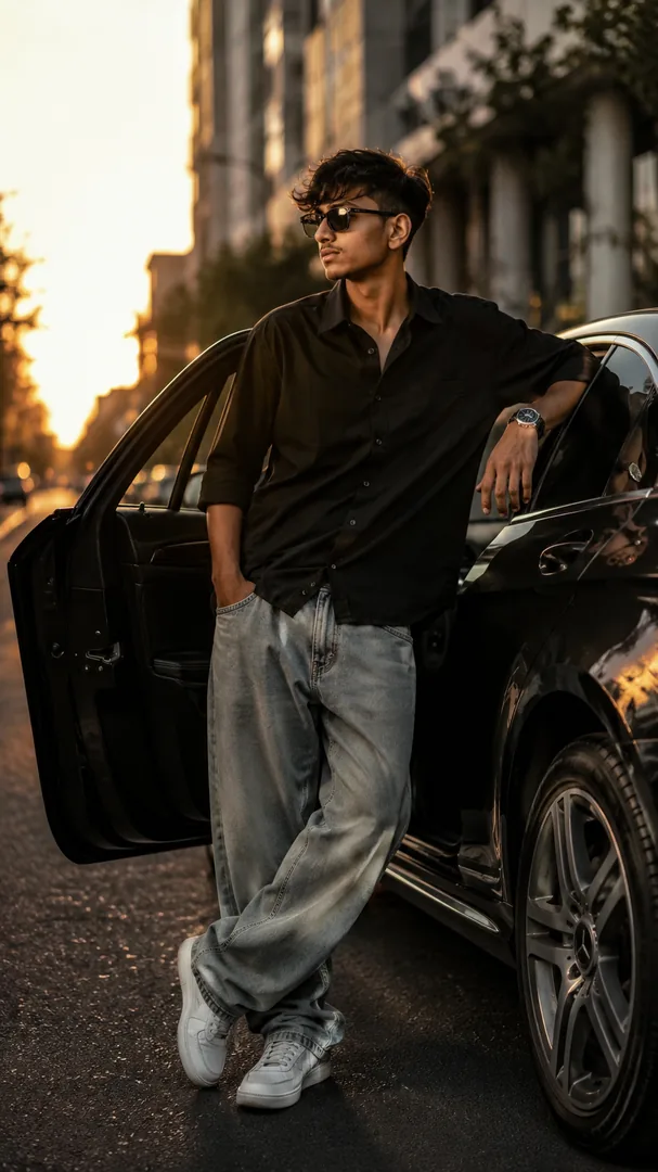 Luxury Supercar Attitude Boy Street Portrait - copy paste viral AI prompt preview