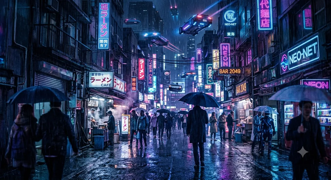 Rainy Neon Cyberpunk Alleyway Cinematic - copy paste viral AI prompt preview