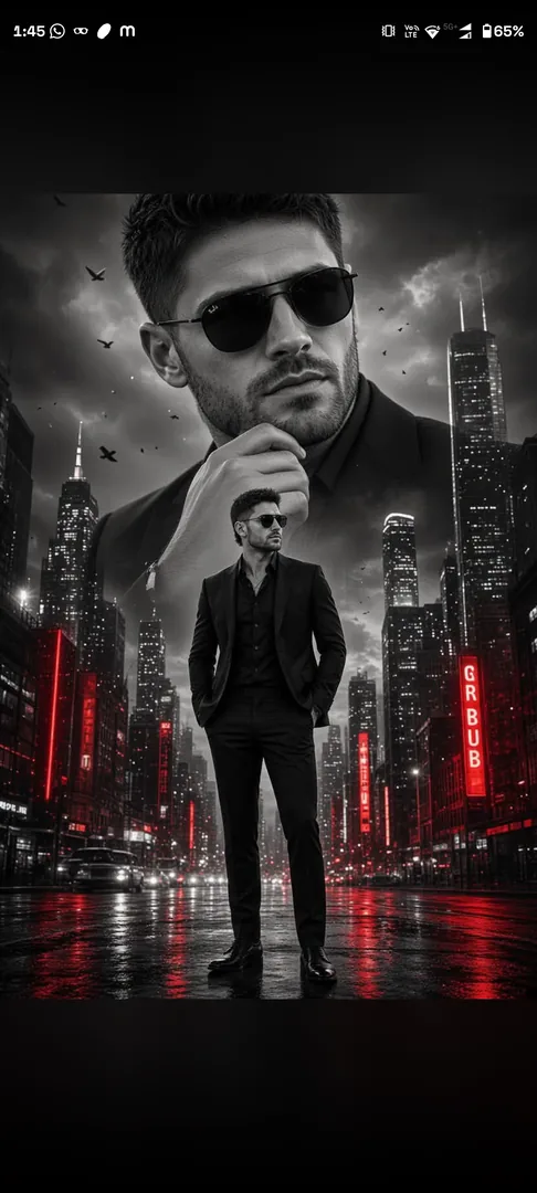 Red Nights – Neo-Noir Double Exposure Film Poster - copy paste viral AI prompt