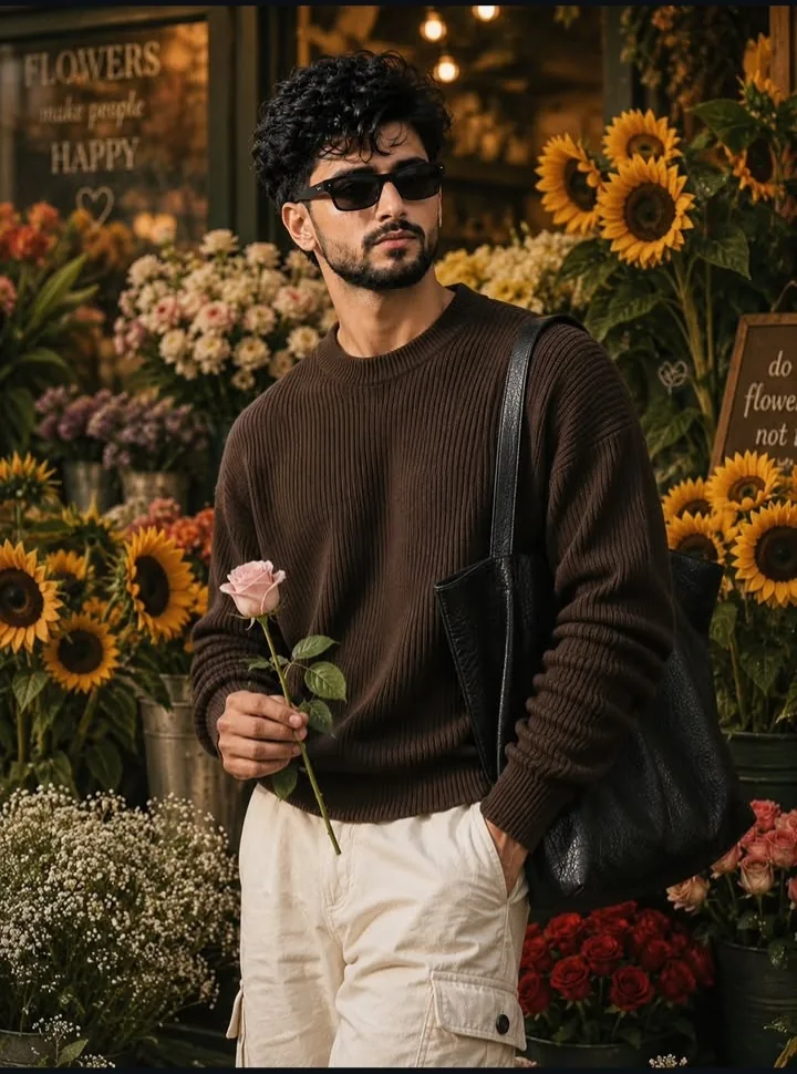 Indian man flower shop 🌹 - copy paste viral AI prompt