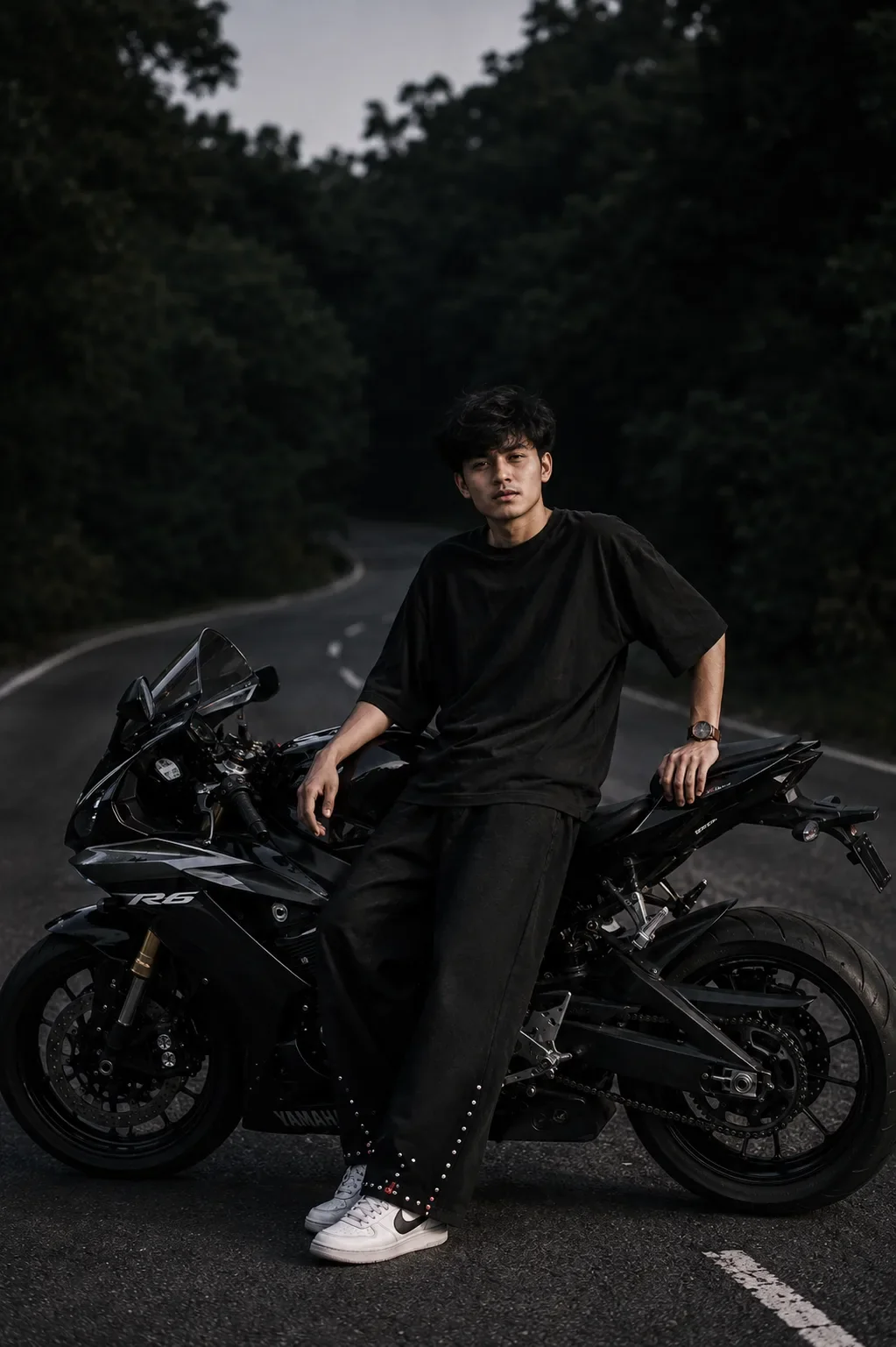 Vintage Classic Motorcycle Highway Streetwear AI Photo Prompt preview example result