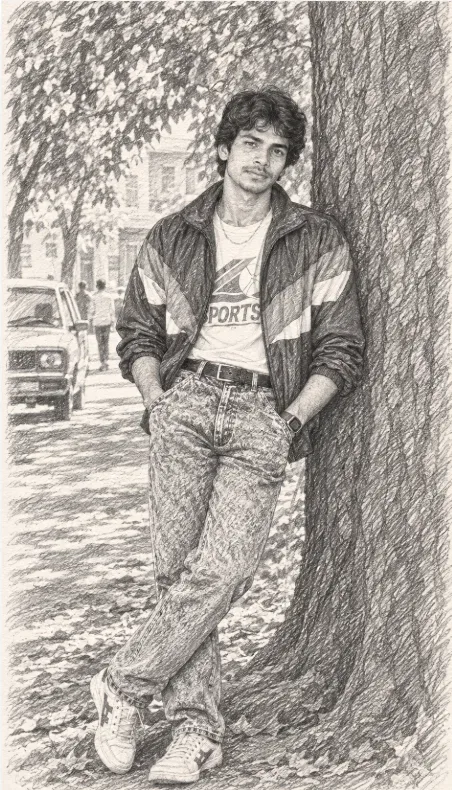 Vintage Graphite Pencil Sketch Portrait AI Photo Prompt preview example result