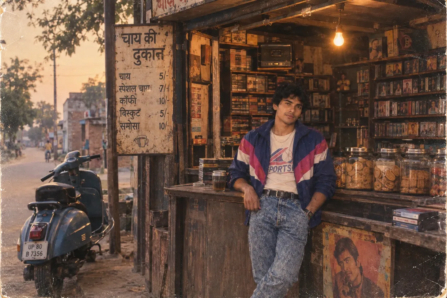 Vintage Indian Chai Shop 1980s Film Aesthetic AI Photo Prompt preview example result