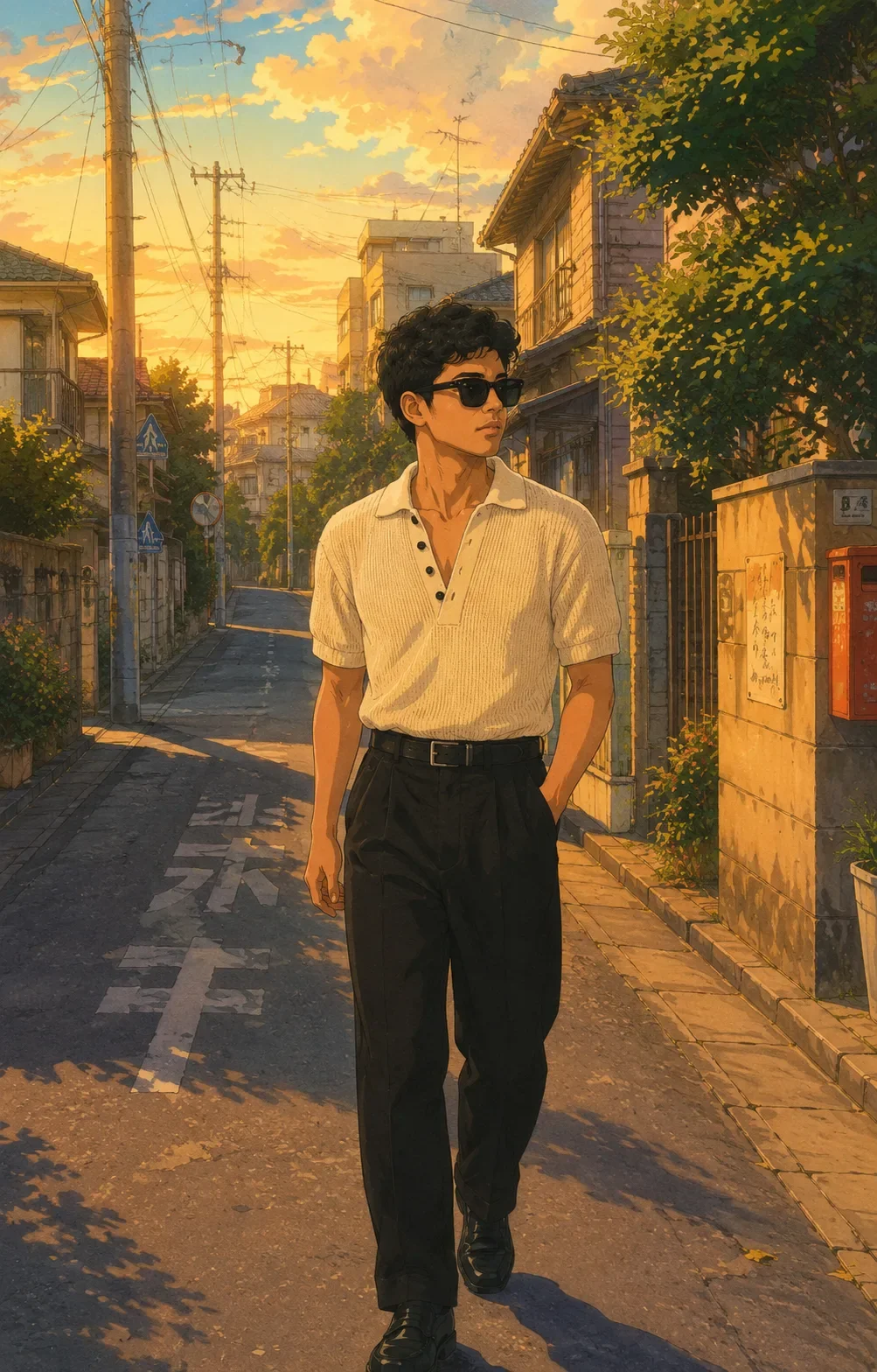 Vintage Japanese Anime Cinematic Golden Hour Slice Of Life Illustration AI Photo Prompt preview example result