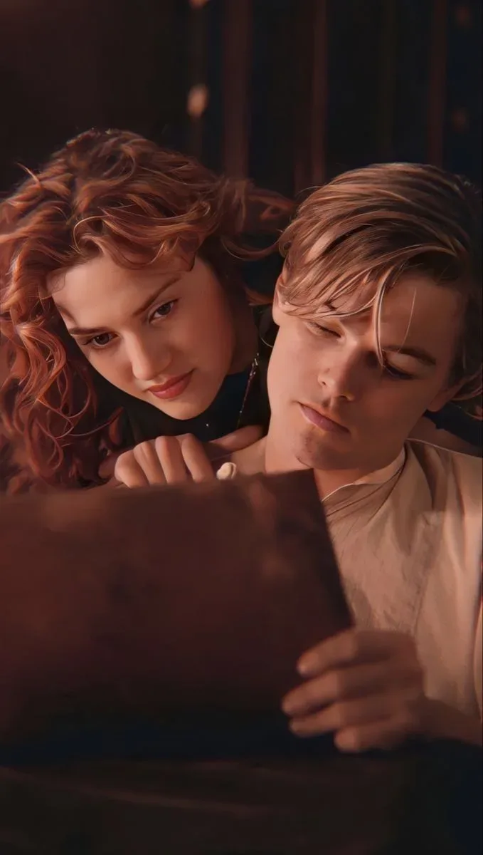 Vintage Romantic Portrait: Couple Over A Sketchpad AI Photo Prompt preview example result