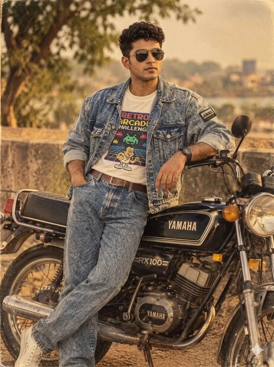 Vintage Royal Enfield Classic Bike Street AI Photo Prompt preview example result