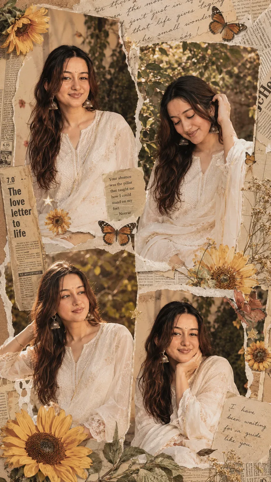Vintage Sunflower Portrait Collage AI Photo Prompt preview example result