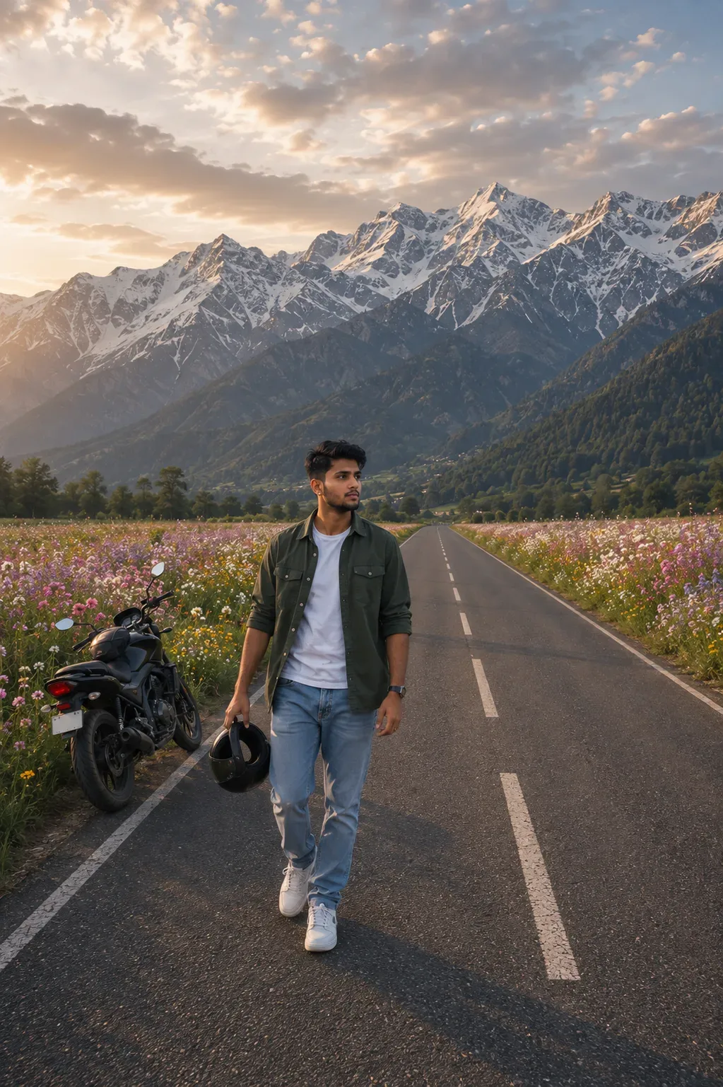 Walking Toward The Himalayas AI Photo Prompt preview example result