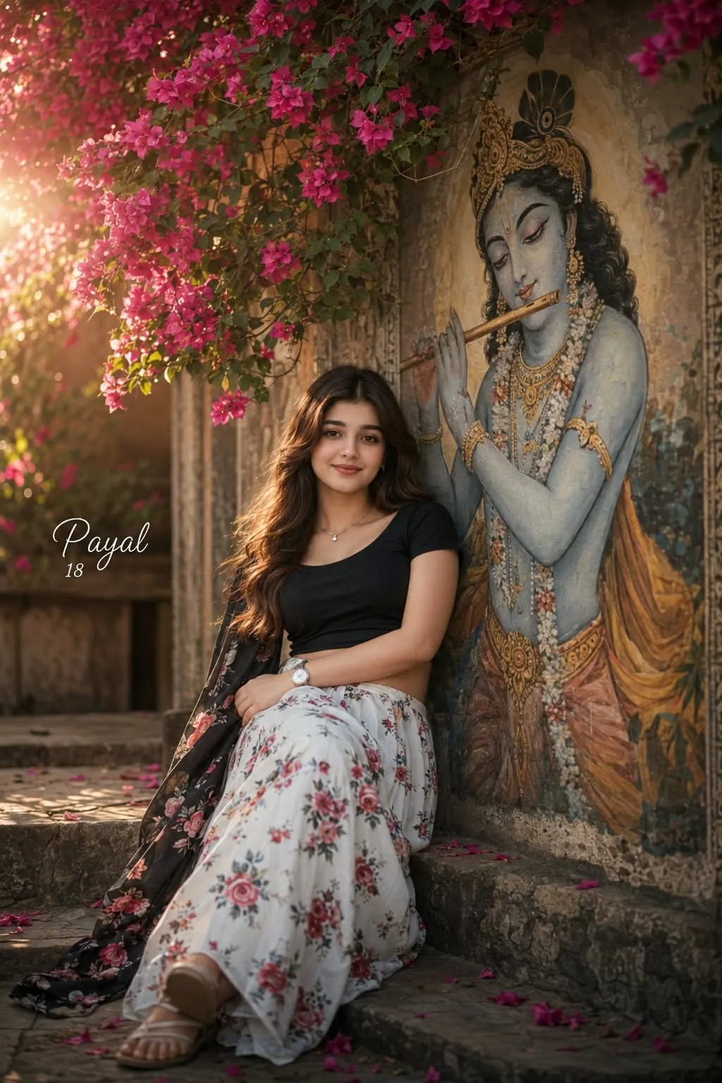 Wall Painting Of Lord Krishna AI Photo Prompt preview example result