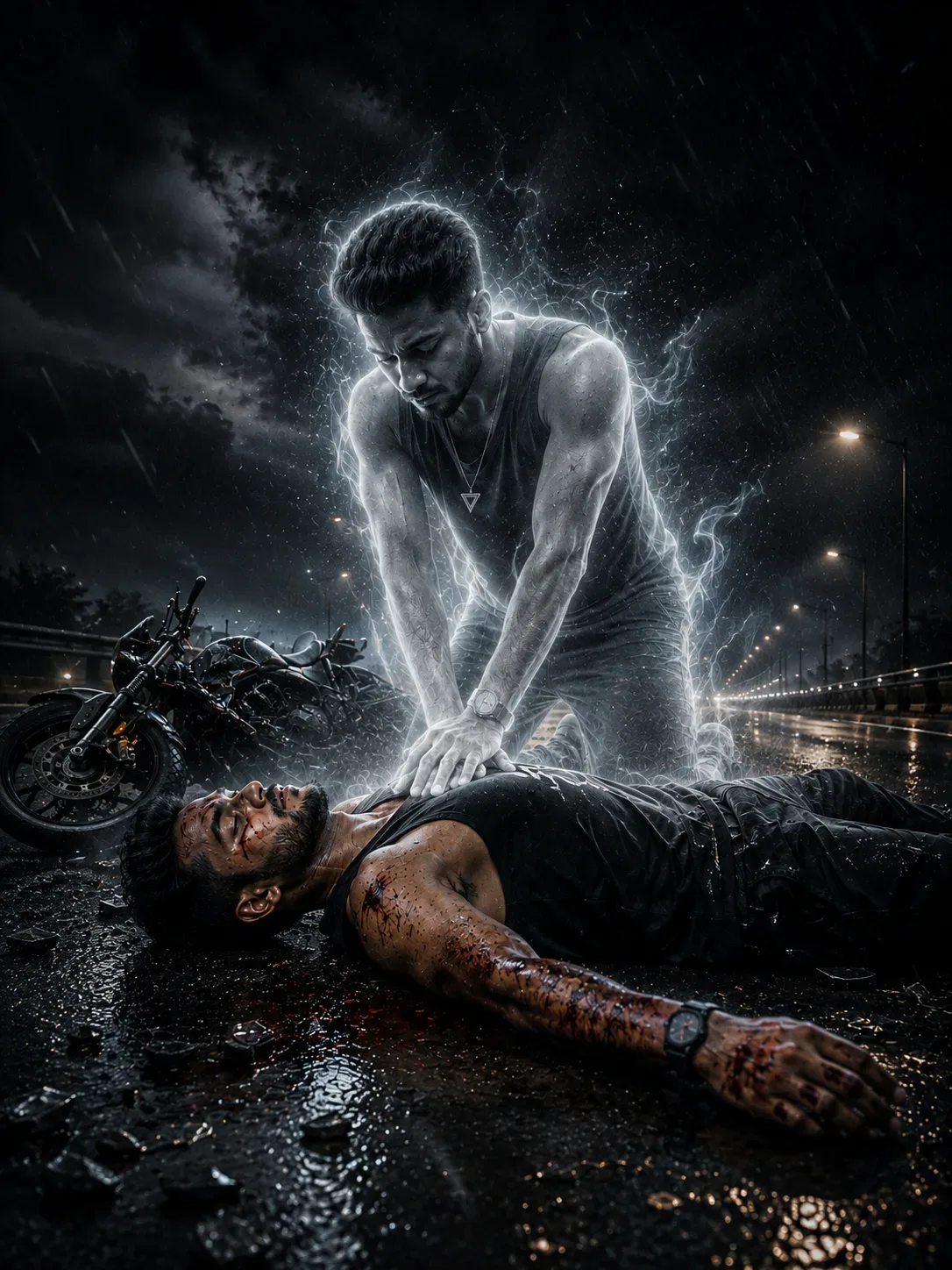 WHEN YOUR SOUL FIGHTS TO SAVE YOU AJAY AI Photo Prompt preview example result