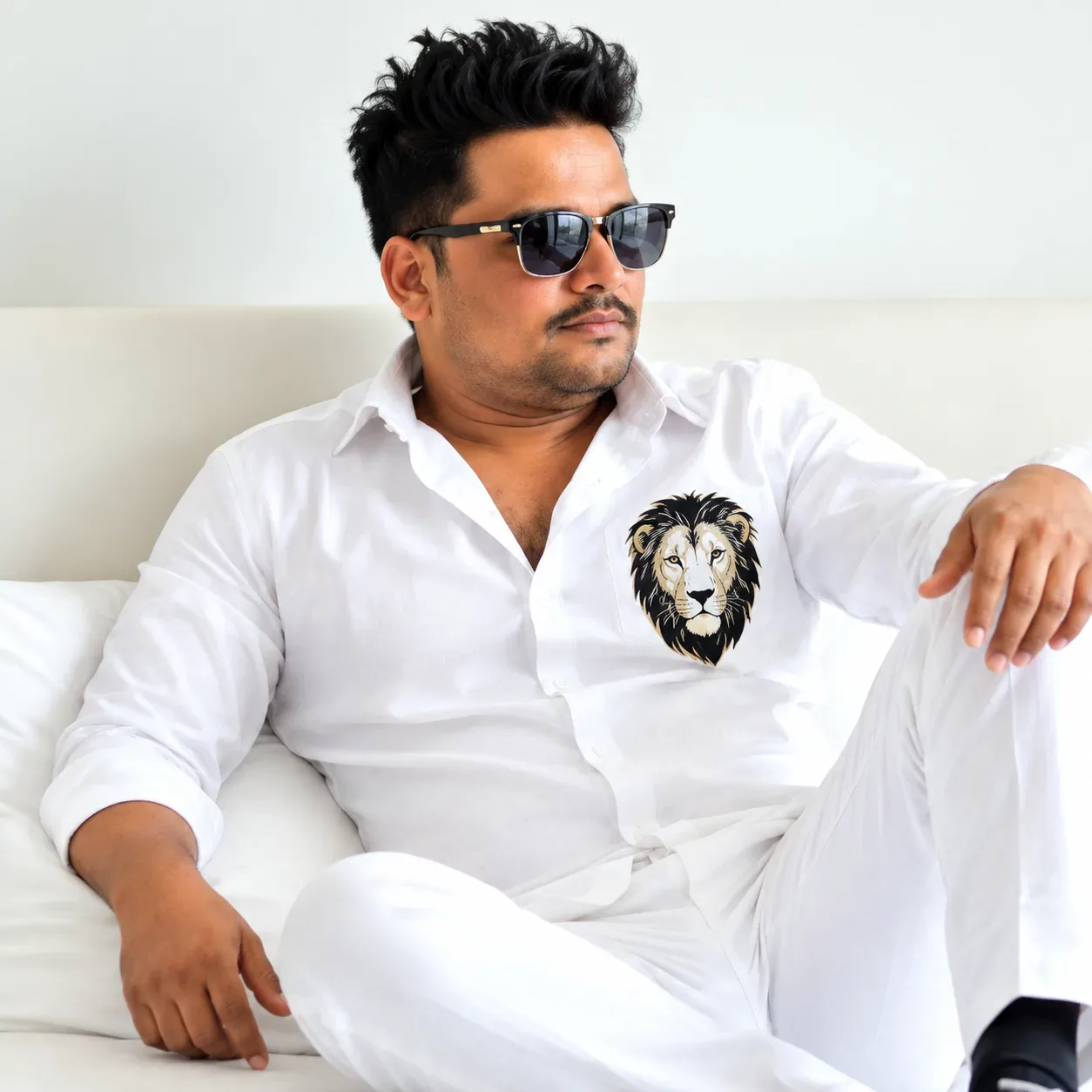 White Lion Royal Attitude Portrait AI Photo Prompt preview example result