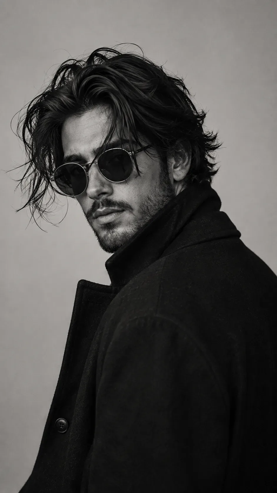 Windswept Monochrome Portrait AI Photo Prompt preview example result