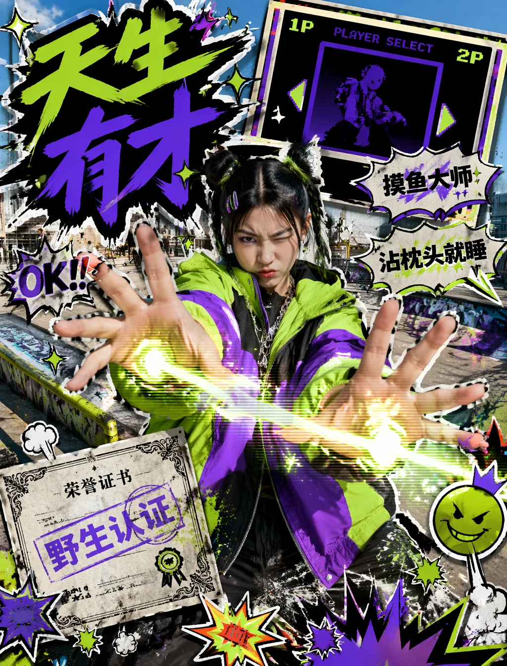 Y2K(Y2K Streetwear Sticker Collage Style) 16:9 : AI Photo Prompt generated preview