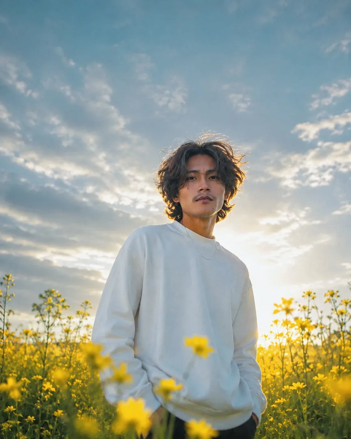 Yellow Daisy Cinematic Golden Hour Portrait AI Photo Prompt preview example result
